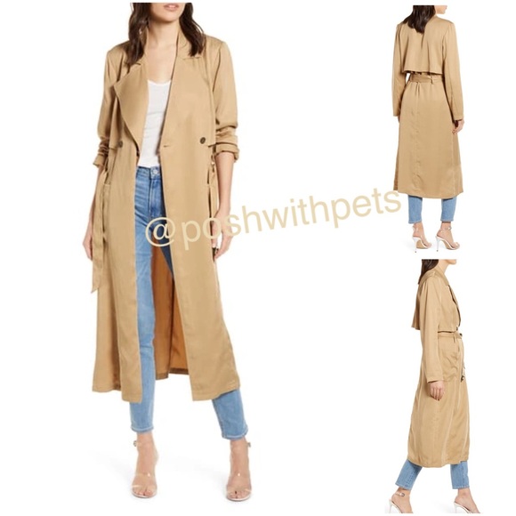cupcakes & cashmere Jackets & Blazers - Cupcakes and Cashmere NWT Melody Belted Trench Coat in Army Tan Brown XSmall New